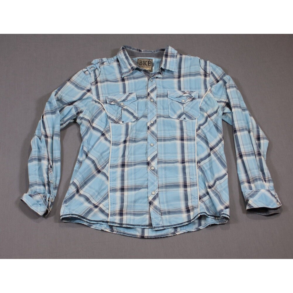 Buckle BKE Shirt Mens Western Plaid Slim Fit Pearl Snap Button Up Long Sleeve XL